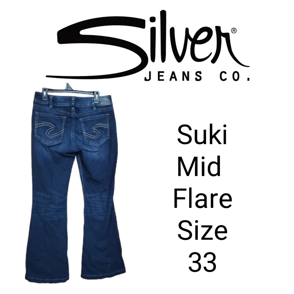 Silver Jeans Suki Mid Flare Size 33